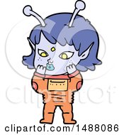 Poster, Art Print Of Pretty Cartoon Nervous Alien Girl