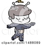 Friendly Cartoon Spaceman Pointing