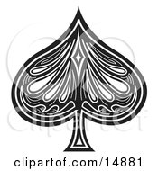 Black Spade On A Playing Card Clipart Illustration