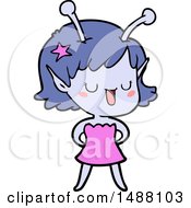 Happy Alien Girl Cartoon