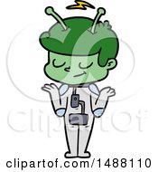 Friendly Cartoon Spaceman Shrugging