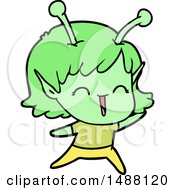 Cartoon Alien Girl Laughing