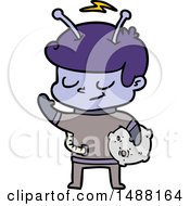 Friendly Cartoon Spaceman Holding Meteor by lineartestpilot
