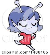 Smiling Alien Girl Cartoon Running by lineartestpilot