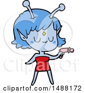 Cartoon Alien Girl With Ray Gun