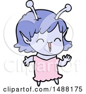 Cartoon Alien Girl Laughing