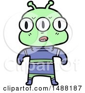 Cartoon Three Eyed Alien