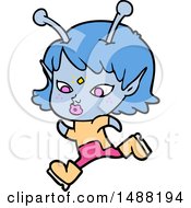 Pretty Cartoon Alien Girl Running by lineartestpilot