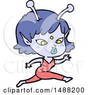 Pretty Cartoon Alien Girl Running by lineartestpilot