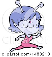 Cartoon Alien Girl Jumping