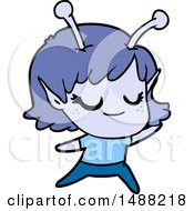 Smiling Alien Girl Cartoon