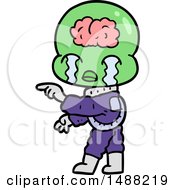 Cartoon Big Brain Alien Crying And Pointing