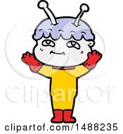 Poster, Art Print Of Friendly Cartoon Spaceman Waving