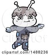 Friendly Cartoon Spaceman Pointing by lineartestpilot