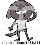 Cartoon Tired Dog Giving Peace Sign