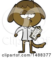 Cartoon Bored Dog In Office Clothes by lineartestpilot