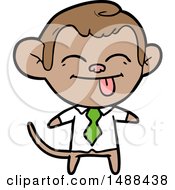 Poster, Art Print Of Funny Cartoon Monkey Wearing Shirt And Tie