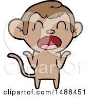 Shouting Cartoon Monkey Shrugging Shoulders