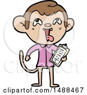 Poster, Art Print Of Crazy Cartoon Monkey With Clipboard