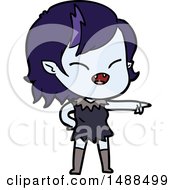 Cartoon Vampire Girl Pointing And Laughing