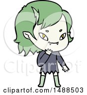 Cartoon Friendly Vampire Girl Considering