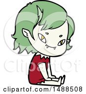 Cartoon Friendly Vampire Girl Sat Down