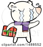 Cartoon Crying Christmas Polar Bear