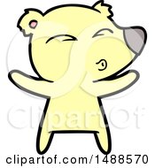 Cartoon Whistling Bear With Open Arms