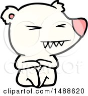 Angry Polar Bear Cartoon Sitting