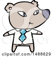 Cute Cartoon Bear In Office Clothes