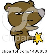 Poster, Art Print Of Angry Bear Cartoon Kicking