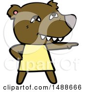 Poster, Art Print Of Cartoon Pointing Bear Girl Showing Teeth
