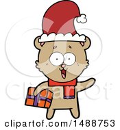 Laughing Teddy Bear With Christmas Present