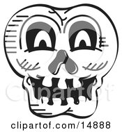 Poster, Art Print Of Scary Halloween Skull Black And White