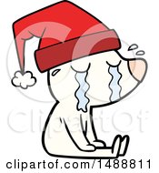 Cartoon Crying Sitting Polar Bear