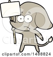 Poster, Art Print Of Cartoon Unsure Elephant With Protest Sign