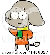 Poster, Art Print Of Cartoon Unsure Elephant In Scarf
