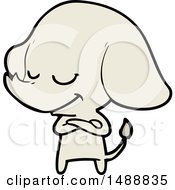 Poster, Art Print Of Cartoon Smiling Elephant With Crossed Arms