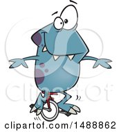 Clipart Of A Cartoon Monster On A Unicycle Royalty Free Vector Illustration
