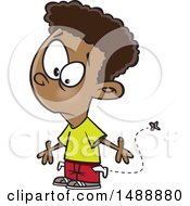 Cartoon Broke Boy With His Pockets Turned Out