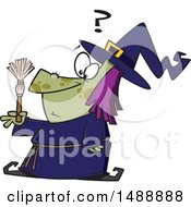 Poster, Art Print Of Cartoon Witch Looking At A Tiny Broom