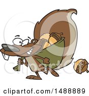 Clipart Of A Cartoon Squirrel Gathering Acorns Royalty Free Vector Illustration by toonaday