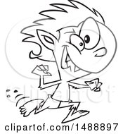 Clipart Of A Cartoon Lineart Werewolf Boy Royalty Free Vector Illustration