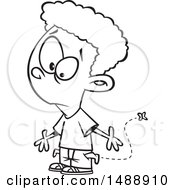 Clipart Of A Cartoon Lineart Broke Boy With His Pockets Turned Out Royalty Free Vector Illustration by toonaday