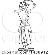 Clipart Of A Cartoon Lineart Man Mr Darcy Royalty Free Vector Illustration