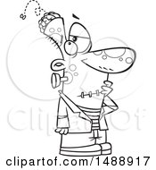 Clipart Of A Cartoon Lineart Incomplete Frankenstein Missing The Top Of His Head Royalty Free Vector Illustration by toonaday