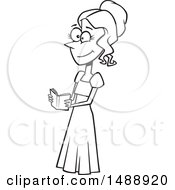 Clipart Of A Cartoon Lineart Woman Reading A Book Elizabeth From Pride And Prejudice Royalty Free Vector Illustration