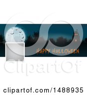 Happy Halloween Social Media Banner With A Haunted House