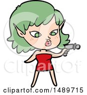 Pretty Cartoon Clipart Girl With Ray Gun by lineartestpilot