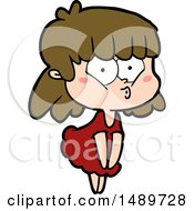 Cartoon Clipart Whistling Girl